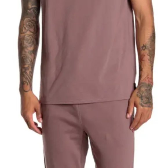 RICHER POORER Men's MEDIUM Plum Smoke High V-Neck Lounge T-Shirt - Picture 2 of 2